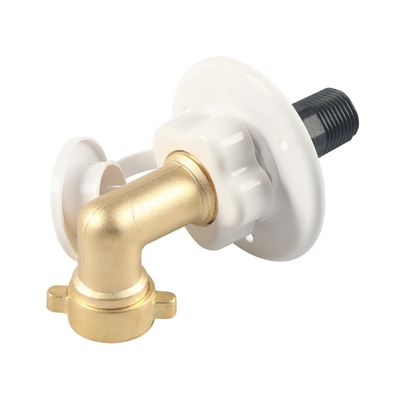 RV City Water Fill Inlet Flange Brass With Hose Elbow Check Valve Hookup Connector For Trailer Marine