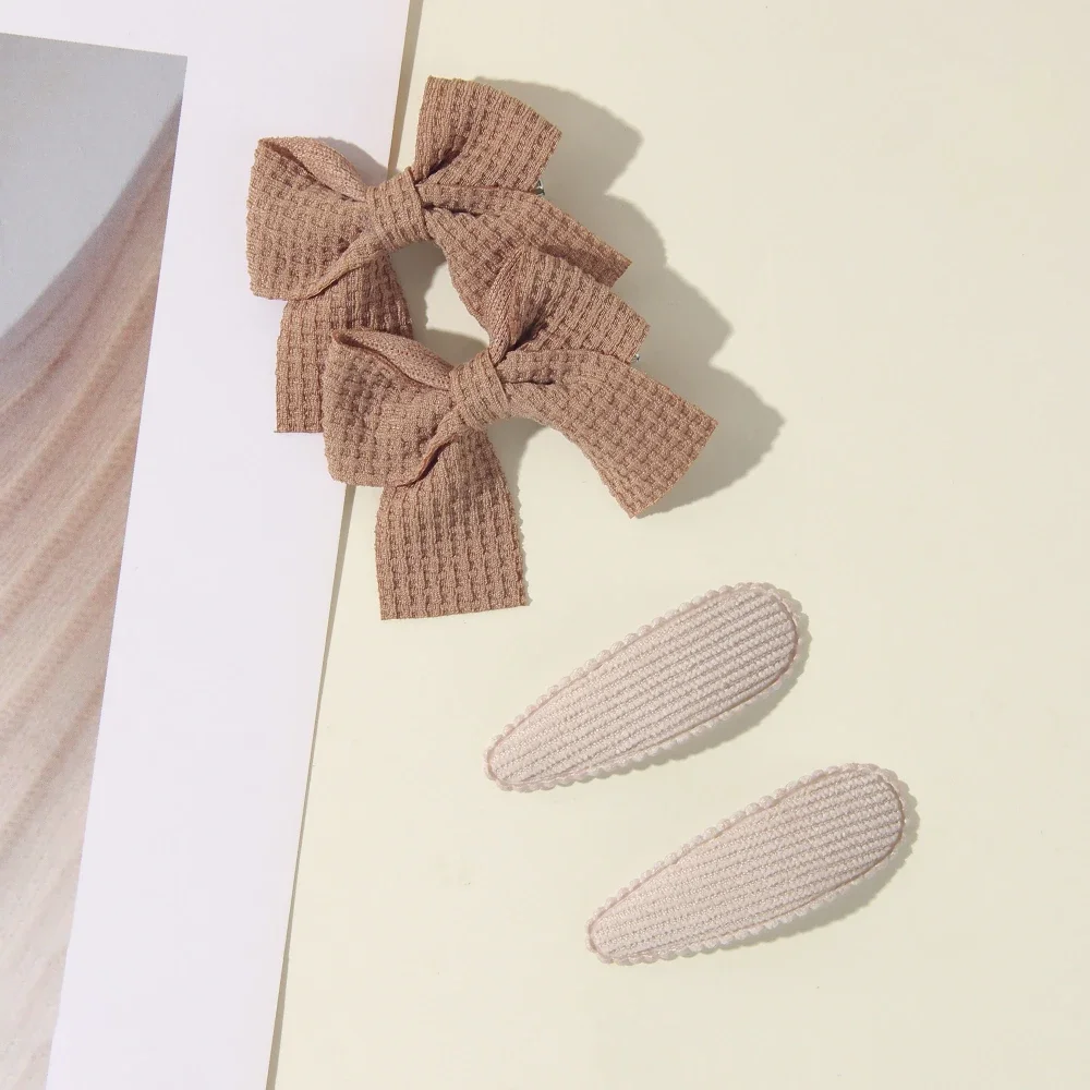 4 pçs/cartão bonito artesanal cor sólida náilon seguro bb clipe de cabelo borboleta menina amigável franja grampo de cabelo crianças presente