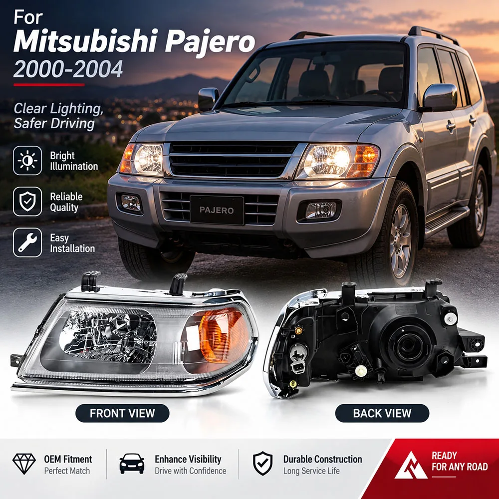 FOR Mitsubishi Pajero V73 Headlight Assembly 2000‑2004 Car Halogen Head Lamp Auto  For Replacement Left Right Side
