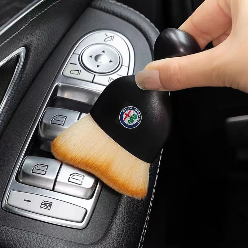 Car interior cleaning brush dust sweeping soft brush For Alfa Romeo 4C 159 Spider Giulia Giulietta 156 8C Stelvio GT 166 Volante