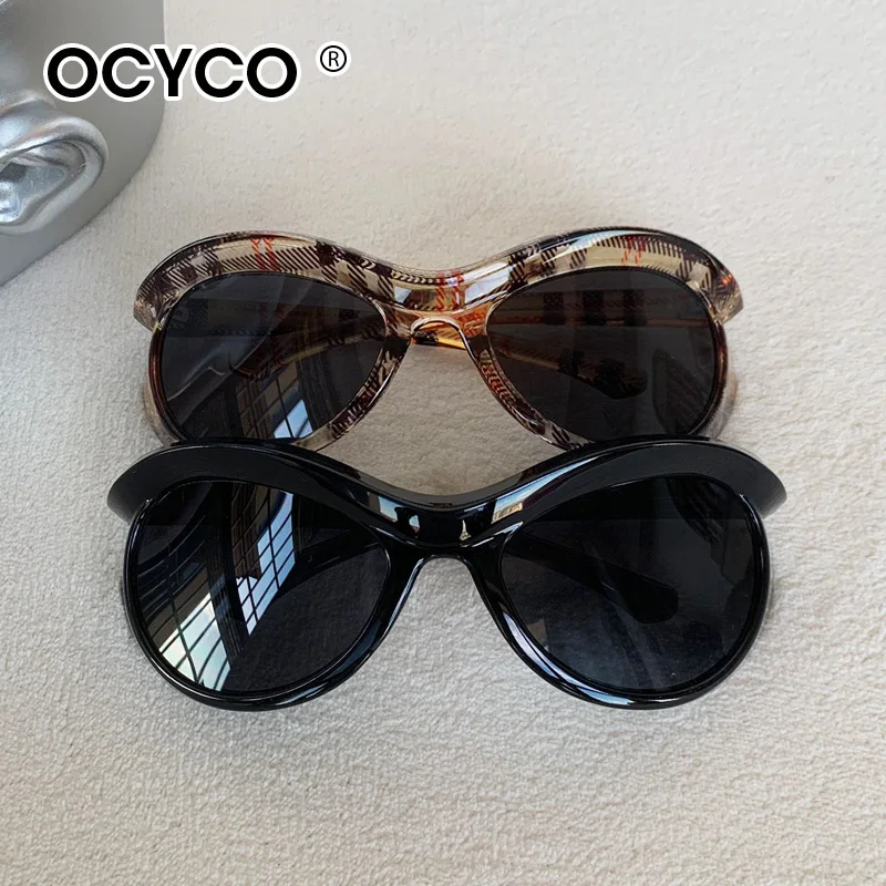 Y2K Trendy Cat Eye Sonnenbrille Frauen Männer 2025, Großen Rahmen Sonnenbrille Luxus Marke Outdoor Brillen UV400 Gafas De Sol