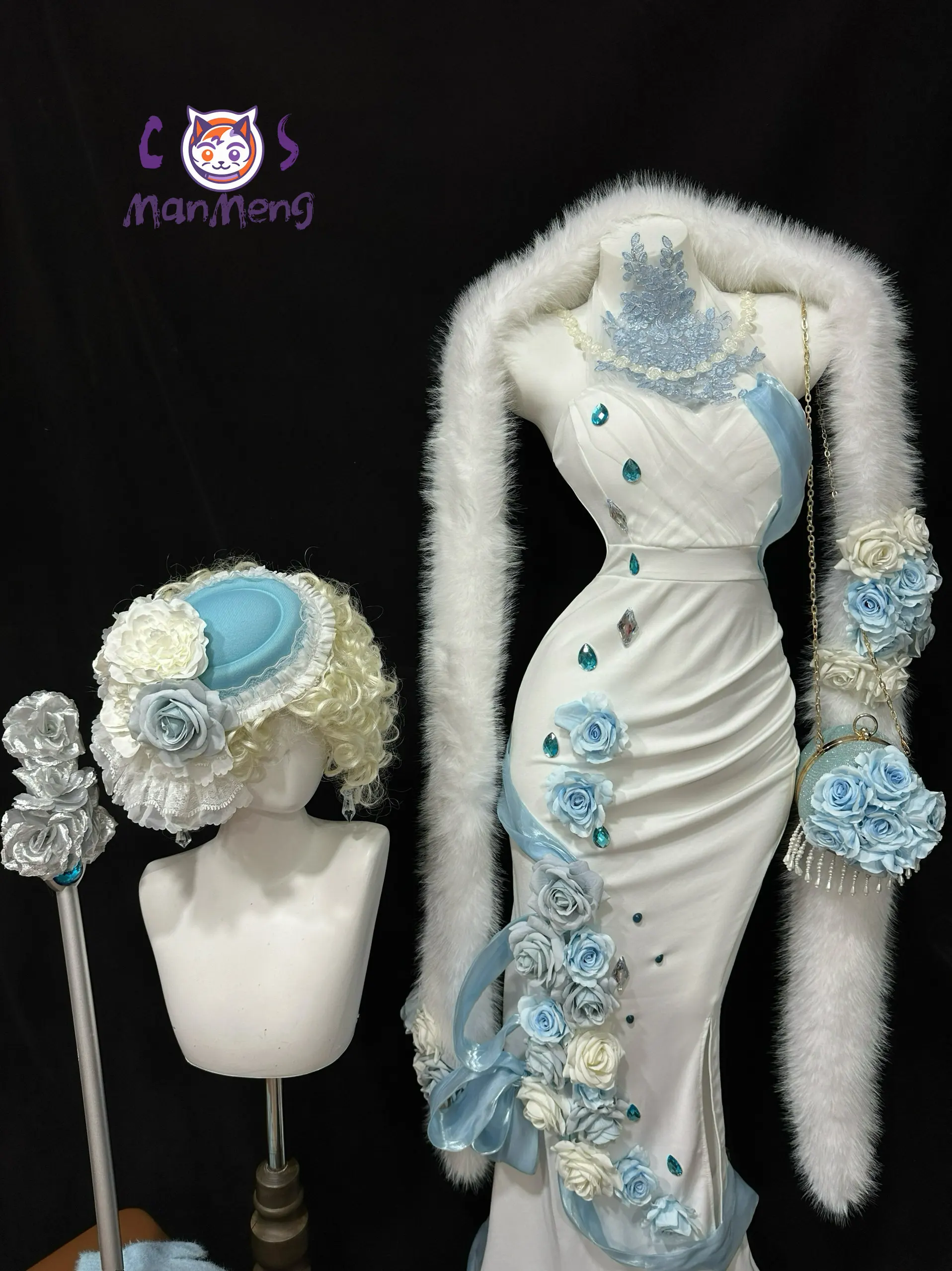 

Костюм для косплея Evelyn Mora Identity Ⅴ Water Bird, женский элегантный костюм в китайском стиле, платье-ципао, плащ, шляпа, новая униформа для Хэллоуина и танцев