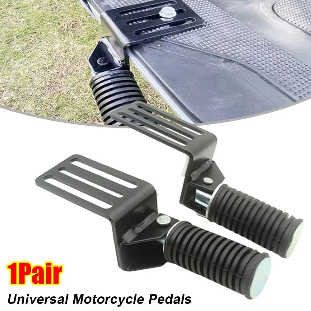 

1Pair Universal Front Footrests Foldable Deep Grooves Motorcycle Pedals Metal Direct Installation Footpeg