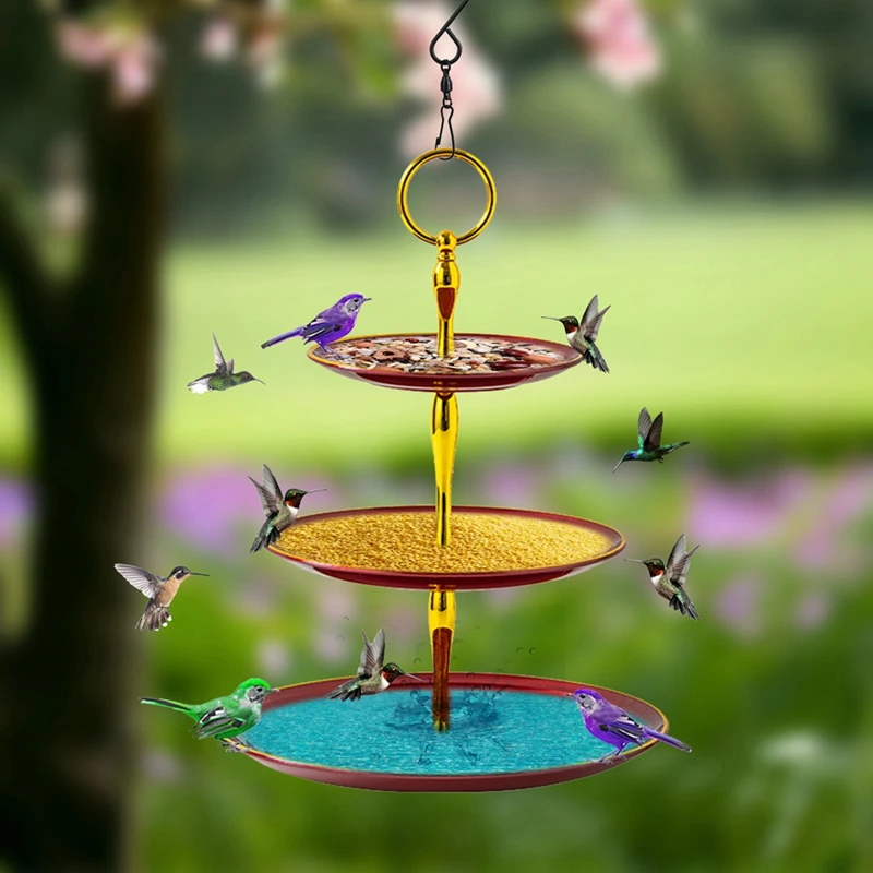 3-Tier Plastic Hanging Bird Feeder Birdbath For Garden Outdoor Decor, Yard Farm Supplies, Hummingbird Feeder Supplies