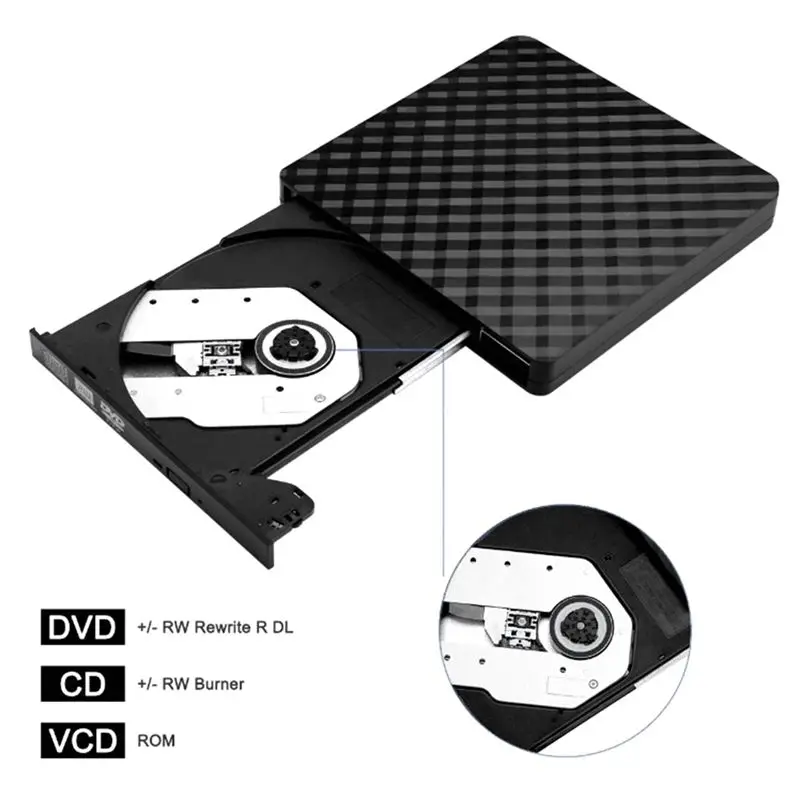 

1 шт. внешний оптический привод USB3.0 для чтения и записи DVD/CD для ноутбуков и настольных ПК