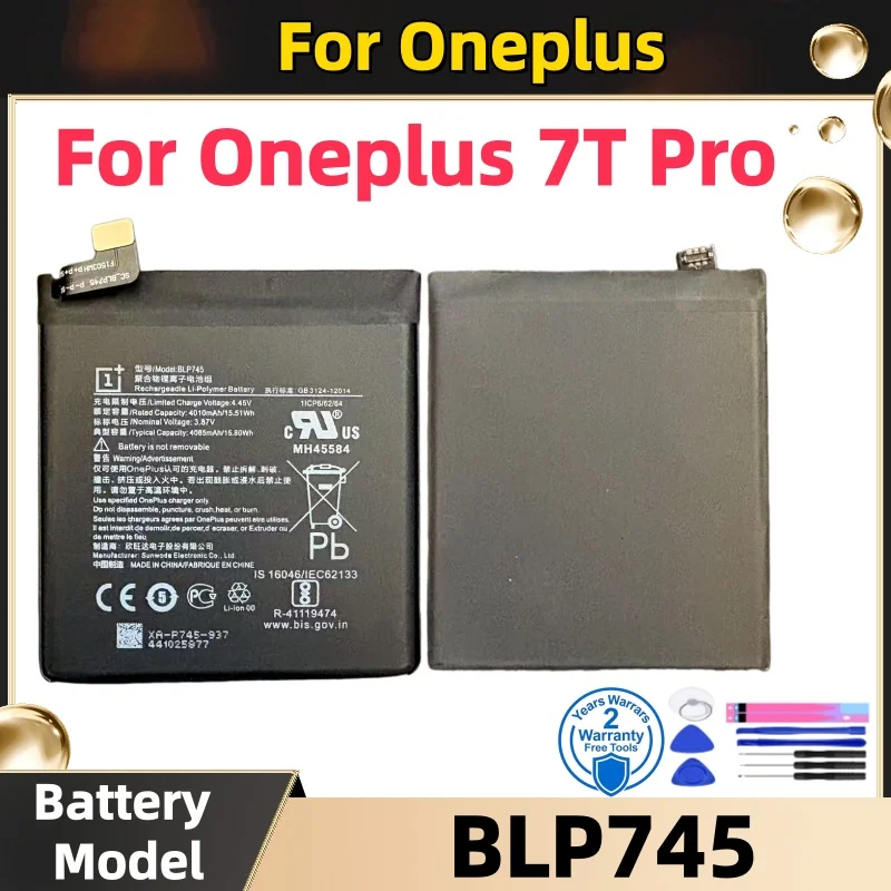 

New Replacement Battery 4085mAh BLP745 For Oneplus 7T Pro 7 T Pro Mobile Phone Batteries + Free Tools