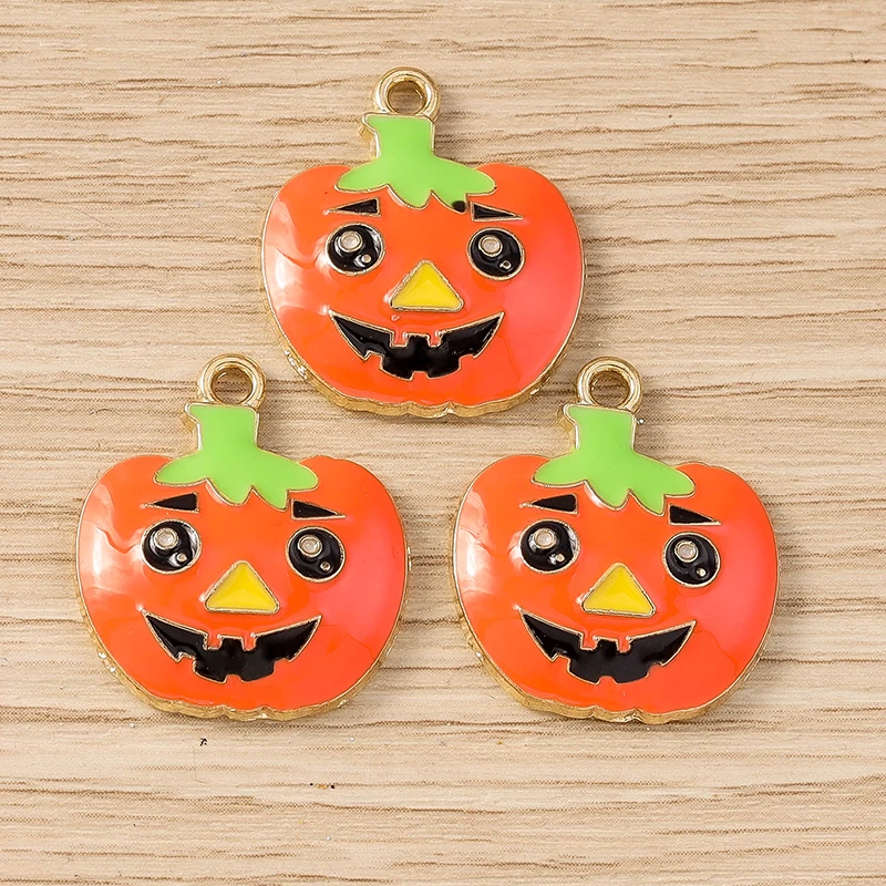 Tusember 10 Teile/los Emaille Nette Halloween Kürbis Charms Anhänger für Ohrring Armband Handgemachte Halskette Halloween Schmuck DIY – Detail 9