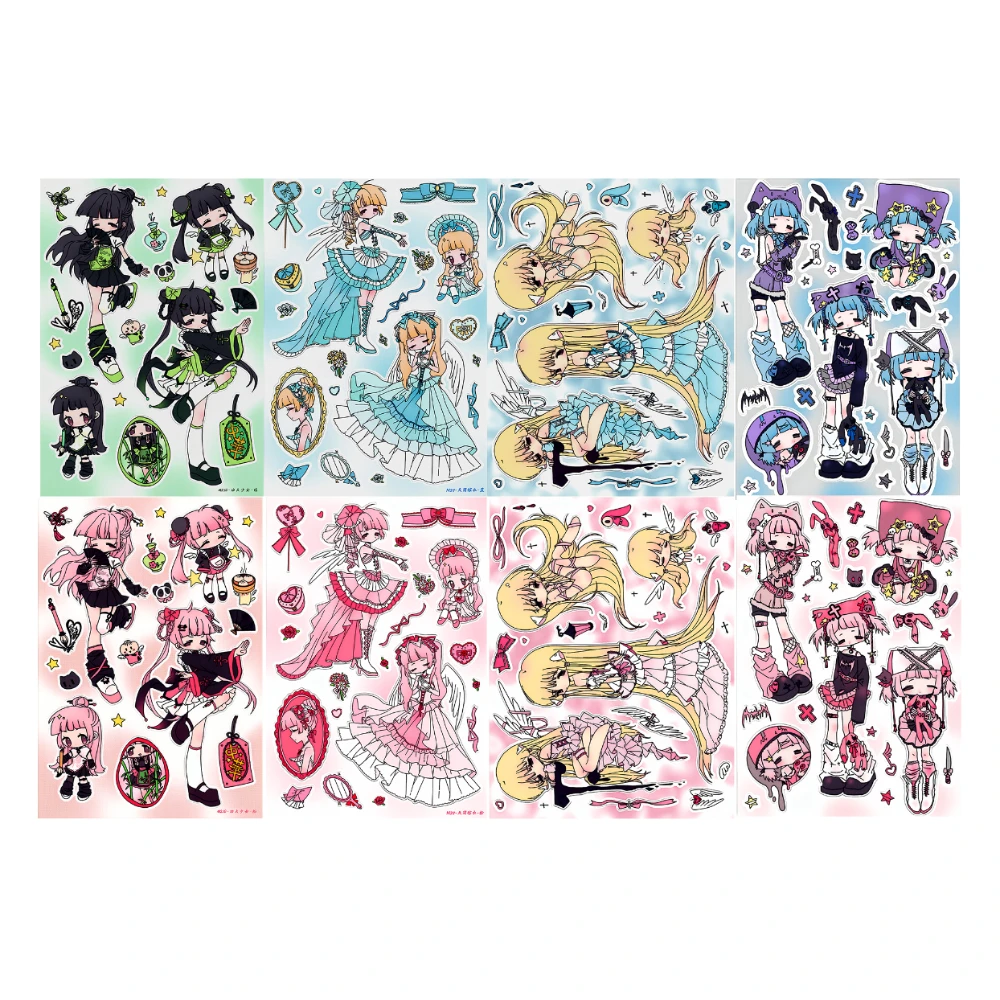 Pink and Blue Theme Cartoon Stickers Angel Girl Panda Girl Sticker Decoration DIY Handbook
