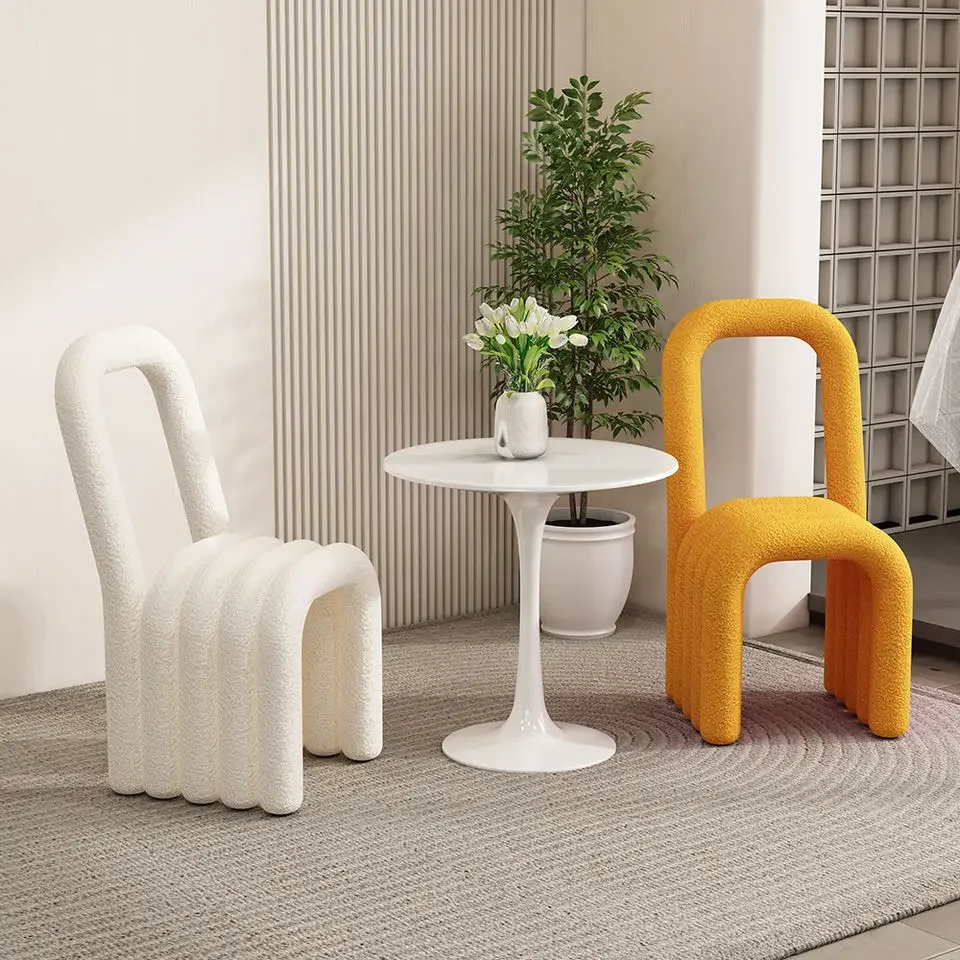 2024 Hot Sale Fashion Simple new special-shape room stool chair Candy color steel pipe Chair