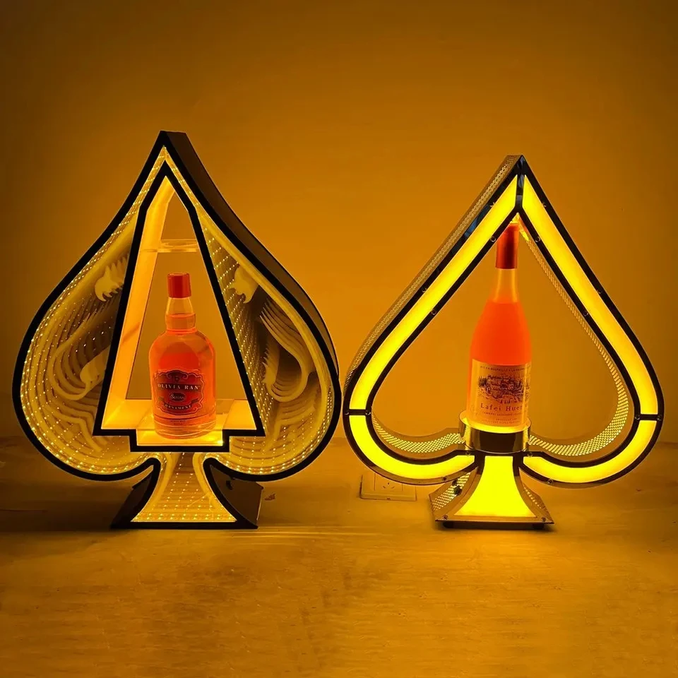 OEM supplier Ace of Spades LED bottle presenter acrylic glorifier VIP display LED champagne light stand rack for night club bar