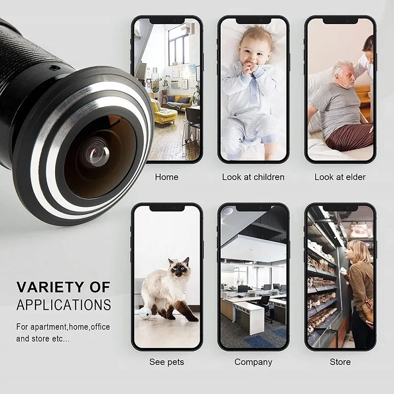 Tuya Wifi Door Eye Camera Safety Mini Peephole Door WifI IP Camera 1.6MM Wide Angle FishEye Home Security Protection Auto Record