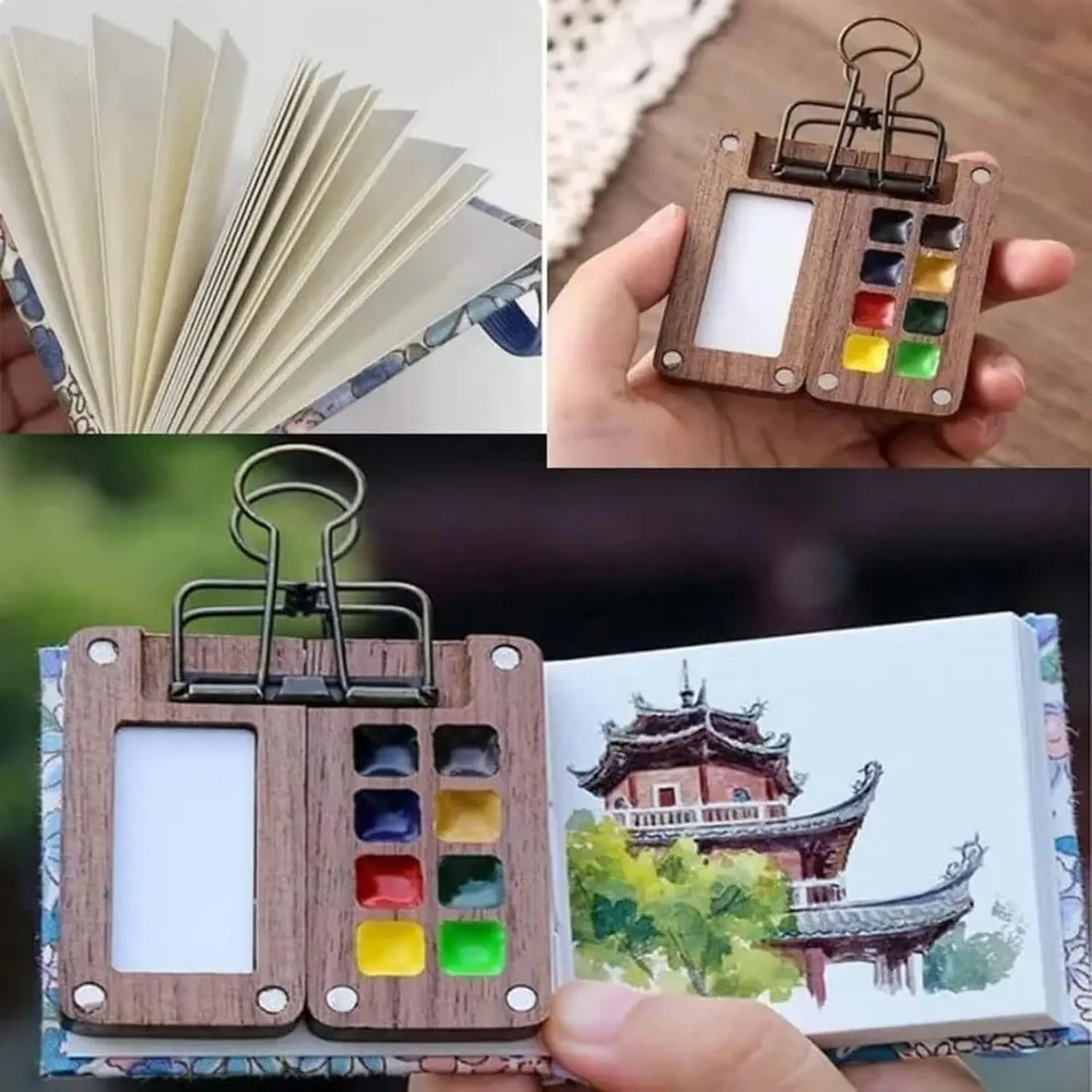 15 Grid Pocketartist Watercolor Travel Set,Watercolor Travel Set,Travel Paint Palette, Mini Portable Watercolor Travel Set