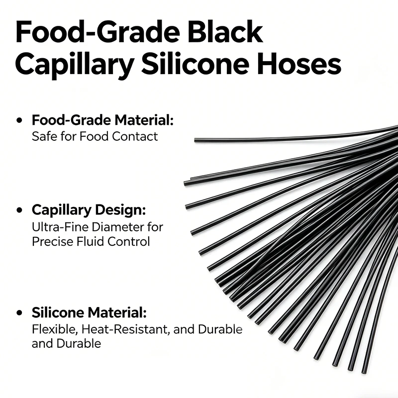 

5M Nontoxic Food Grade Black Silicone Capillary Hose Flexible High Temperature Resistant Tubing ID 0.5-5mm For Food & Industrial