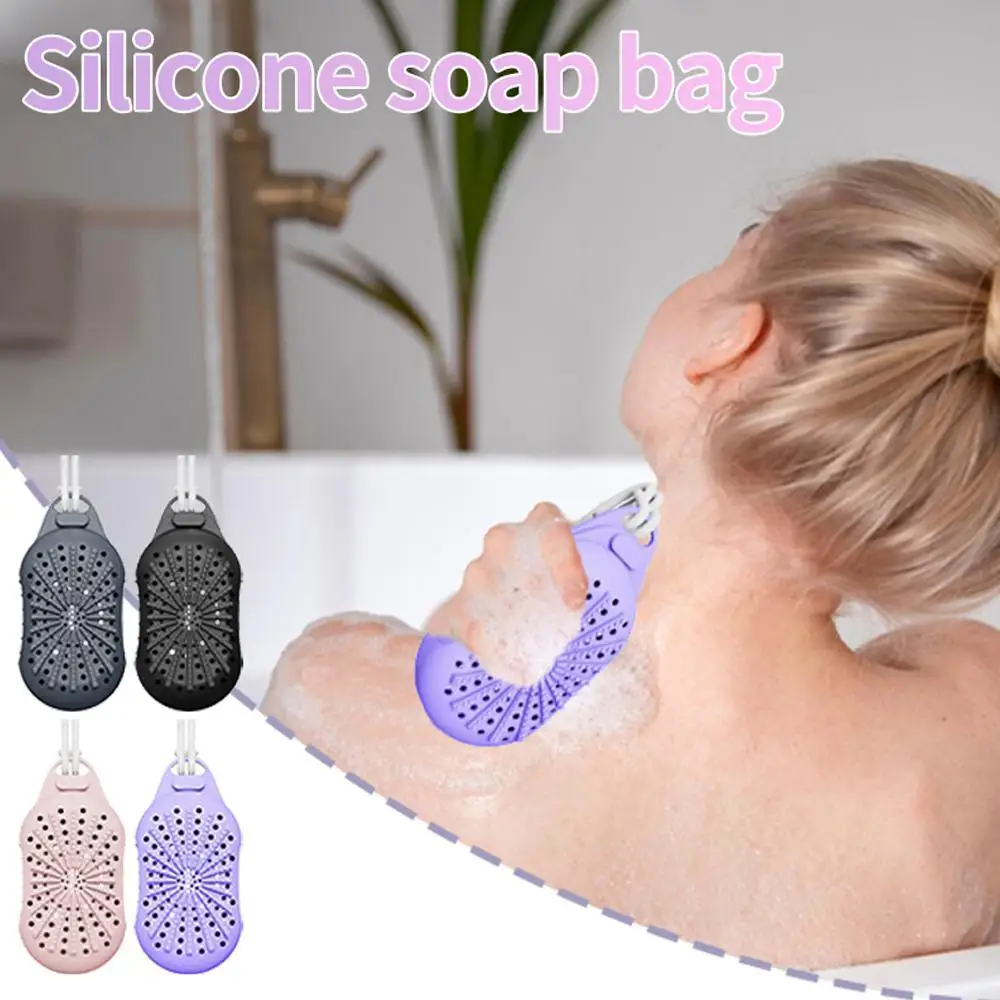 

Travel Paper SoapSilicone Soap Bags Saver Bags With Rope For Exfoliating Shower Scrubber Bath Massage Double-Sided Texture