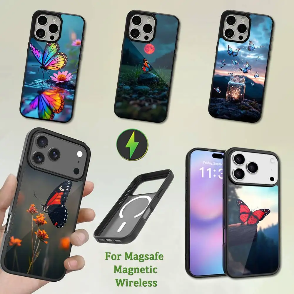 

Beautiful Butterfly Art Phone Case For iPhone 13,12,11,16,15,17,14,Pro,Max,Plus,Mini,Magsafe,Magnetic Wireless Charging