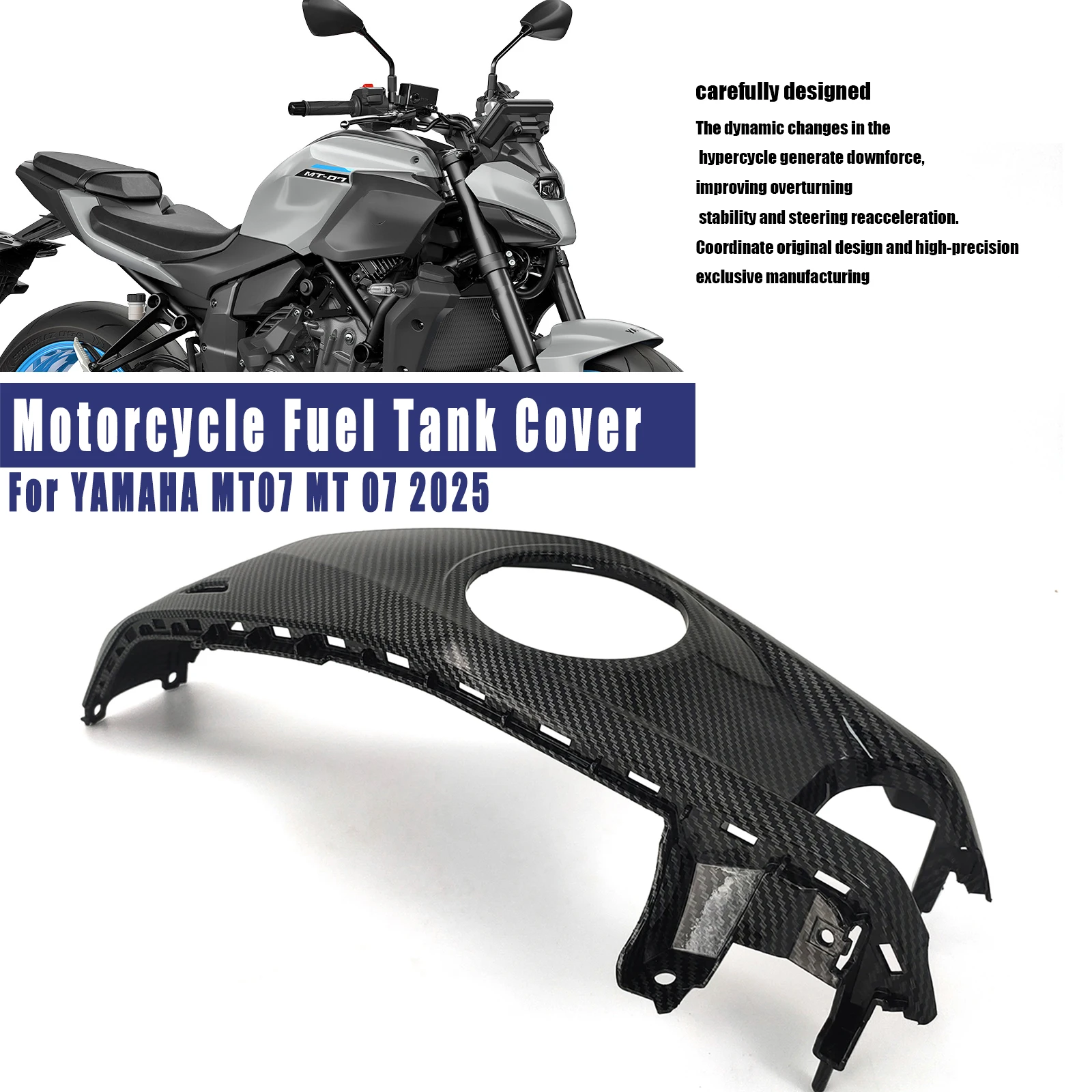 Motorcycle Parts Tank Guard Fuel Tank Cover Fairing Protector ABS Carbon Fiber Accessories For YAMAHA MT07 MT 07 2025