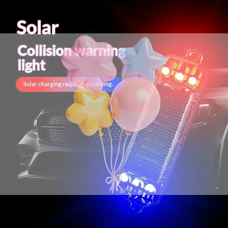 Solar Car Anti Collision Strobe Light Auto On Off Waterproof Warning Lamp for Motorcycle Truck Scooter Tail