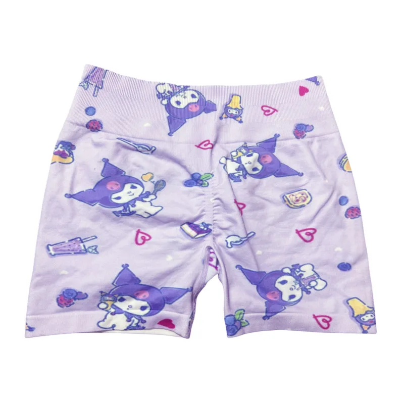 Sanrio Kuromi Cute Double Sided Printed Shorts Women Summer New Kawaii Yoga Fitness Shorts Y2k Sweet Girl Slim Fit Sports Shorts