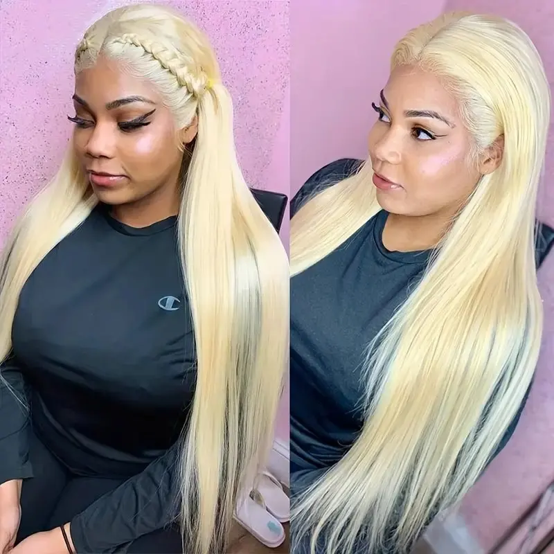 150 Density 613 Blonde 13x6 HD Lace Frontal Wig 26 Inch 13x4 Glueless  Bleached Brazilian Straight Human Hair Wig