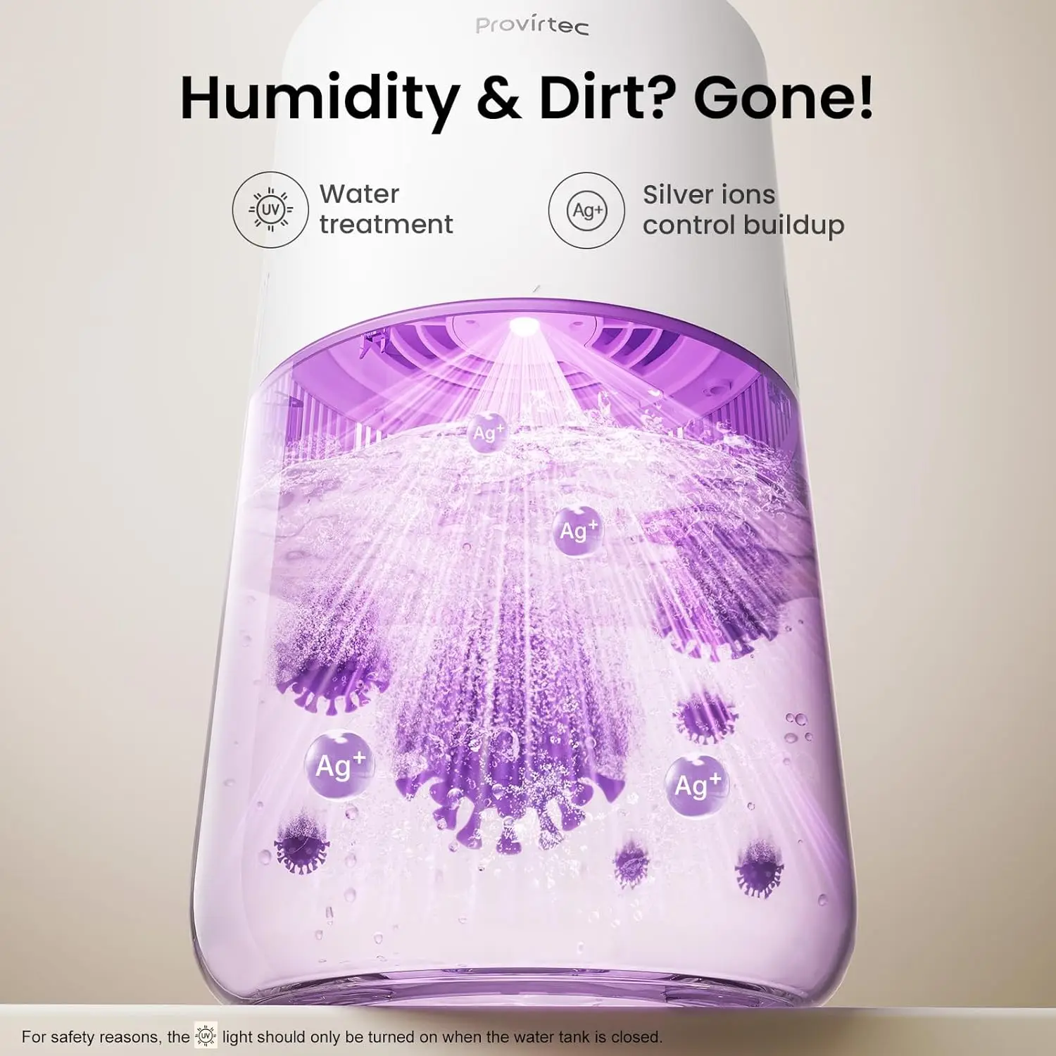 مرطب تبخيري خالي من الضباب لغرفة النوم، 3 لتر بدون غبار أبيض للأفراد الحساسين، التحكم التلقائي في الرطوبة، يعمل مع الصنبور W #2