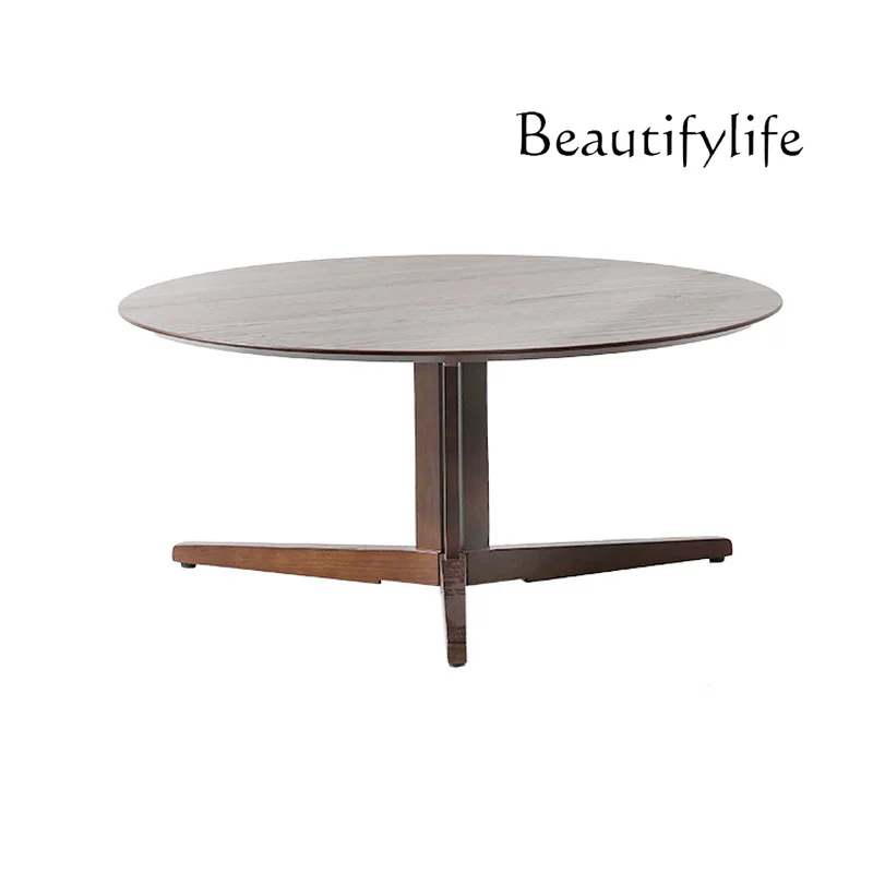 

Nordic modern Japanese simple round solid wood coffee table combination leisure small apartment living room coffee table