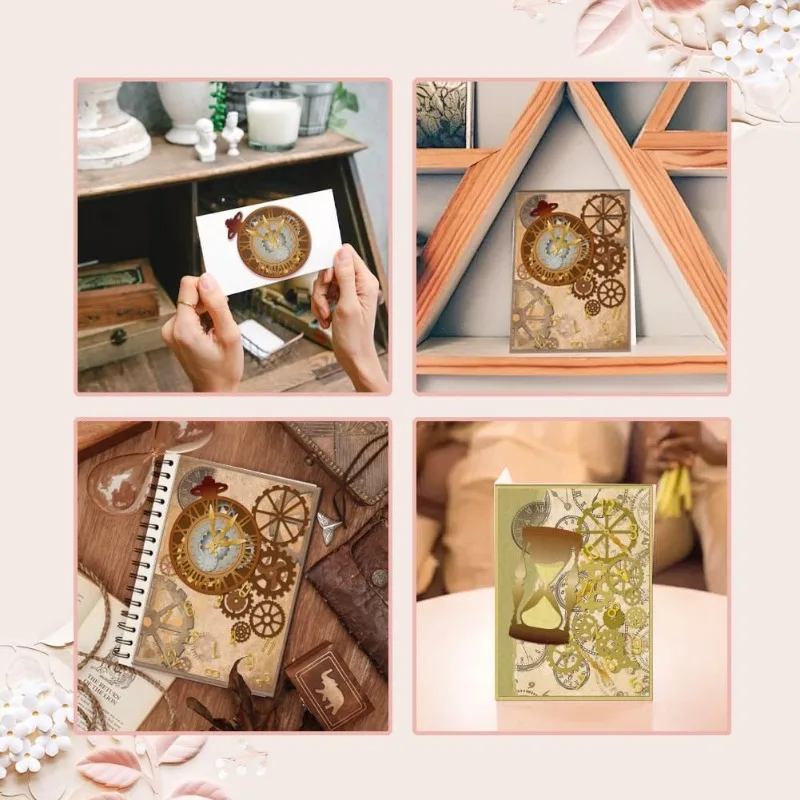 2 قطعة ساعة الجيب الكربون الصلب قطع يموت الإستنسل ساعة الوقت موضوع قالب النقش يموت تخفيضات أداة DIY بها بنفسك بطاقة صنع #6