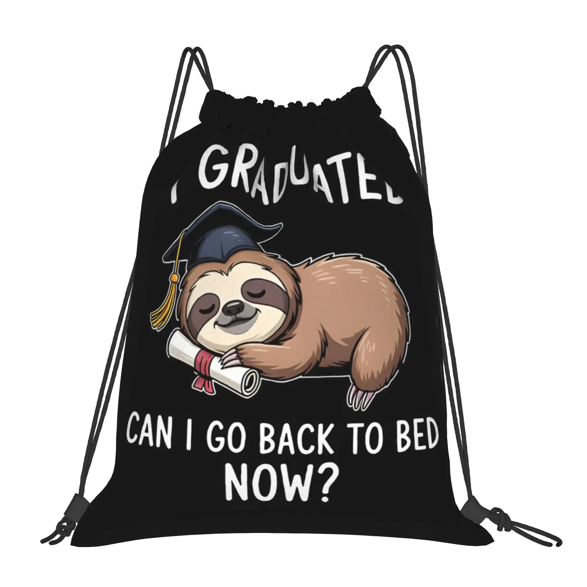 I Graduated Can I Go Back To Bed Now Graduation Portable Sports Drawstring Bags Riding gym Backpack Grad Gift Storage Backpacks