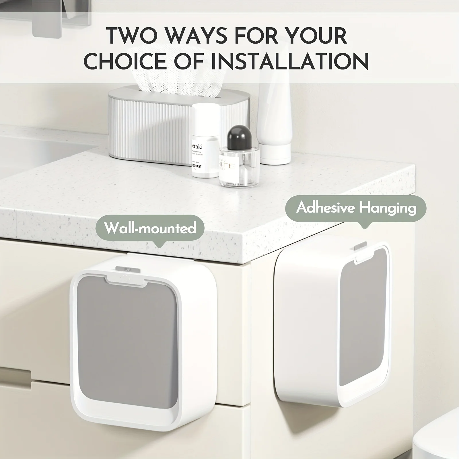 Motion Sensor Wall-Mounted Trash Can - Smart Kitchen Waste Bin with Lid for Cabinet Door