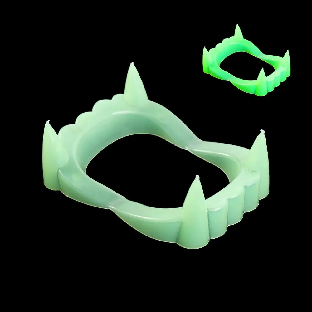 Light Denture Luminous Fake Tooth Funny Glow in Dark Halloween Canine Teeth Toy Creative Glowing Finger Protector Party