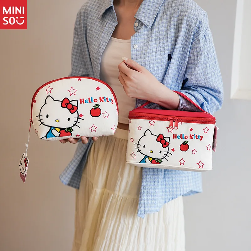 

Miniso 3D Hello Kitty Makeup Bag, Large Travel Toiletry Organizer with Embroidery