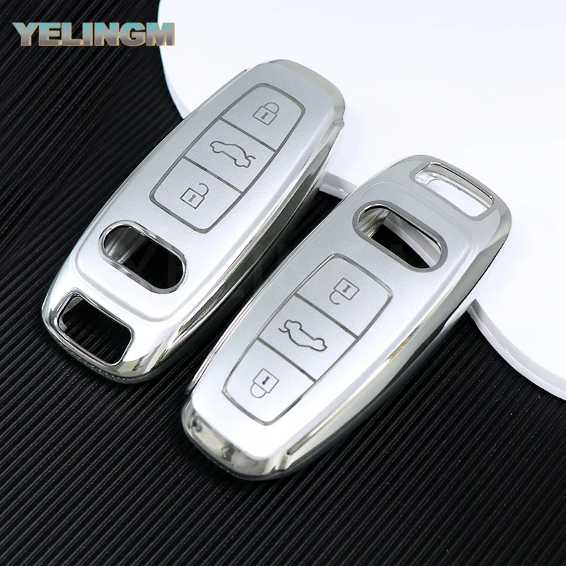 Soft TPU Car Remote Key Case Cover for Audi 4K A8 E-tron Q5 Q7 Q8 C8 D5 SQ8 R8 A1 A3 A4 A6 A7 Fob Protector Holder Accessories