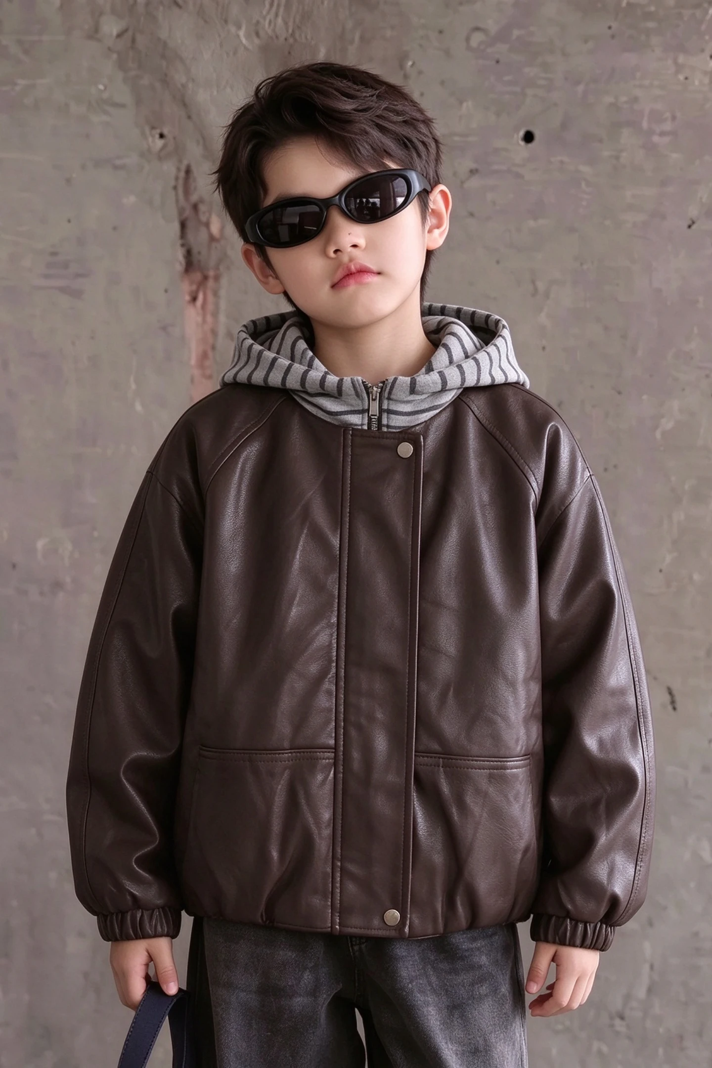 Cool Thickened Fleece Lined Leather Jacket for Boys Autumn Winter New Style Street Fashion Children's Biker Jacket Winter Top