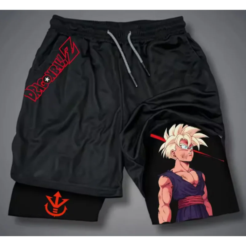 

Dragon Ball printed double shorts Wukong 2026 American sports comfortable summer men's loose breathable pants