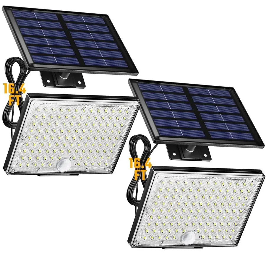 

Solar Outside Lights with 113 Bright LEDs 7000K, Motion Sensor Outdoor Flood Lights Dusk to Dawn with 16ft Cable IP65 Waterproo