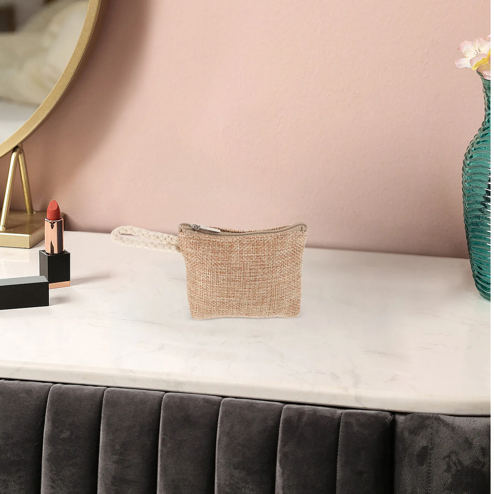 Compact Zippered Coin Purse for Women – Small Everyday Lipstick, Keys & Change Storage Pouch, Cotton Linen