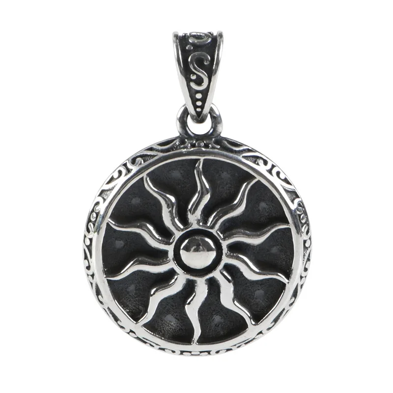 

BOCAI New 2022 Pure S925 Silver Jewelry Punk Style Flame Sun Personality Trend Men And Women Pendant Valentine's Day Gift