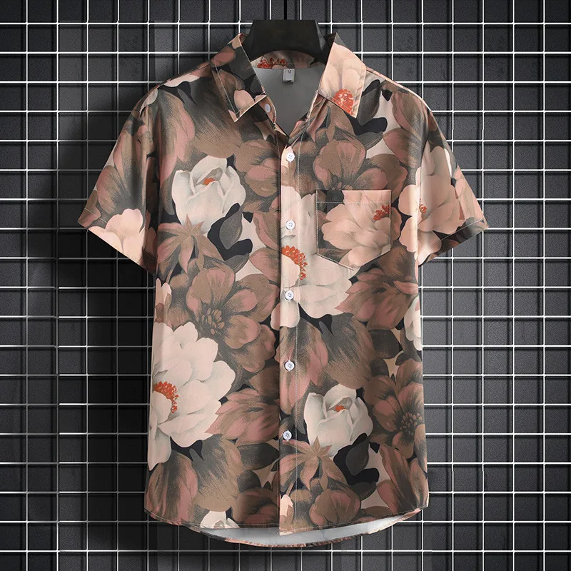 

Top Quality Men's Turtle Neck Print Shirts for Beach Wear