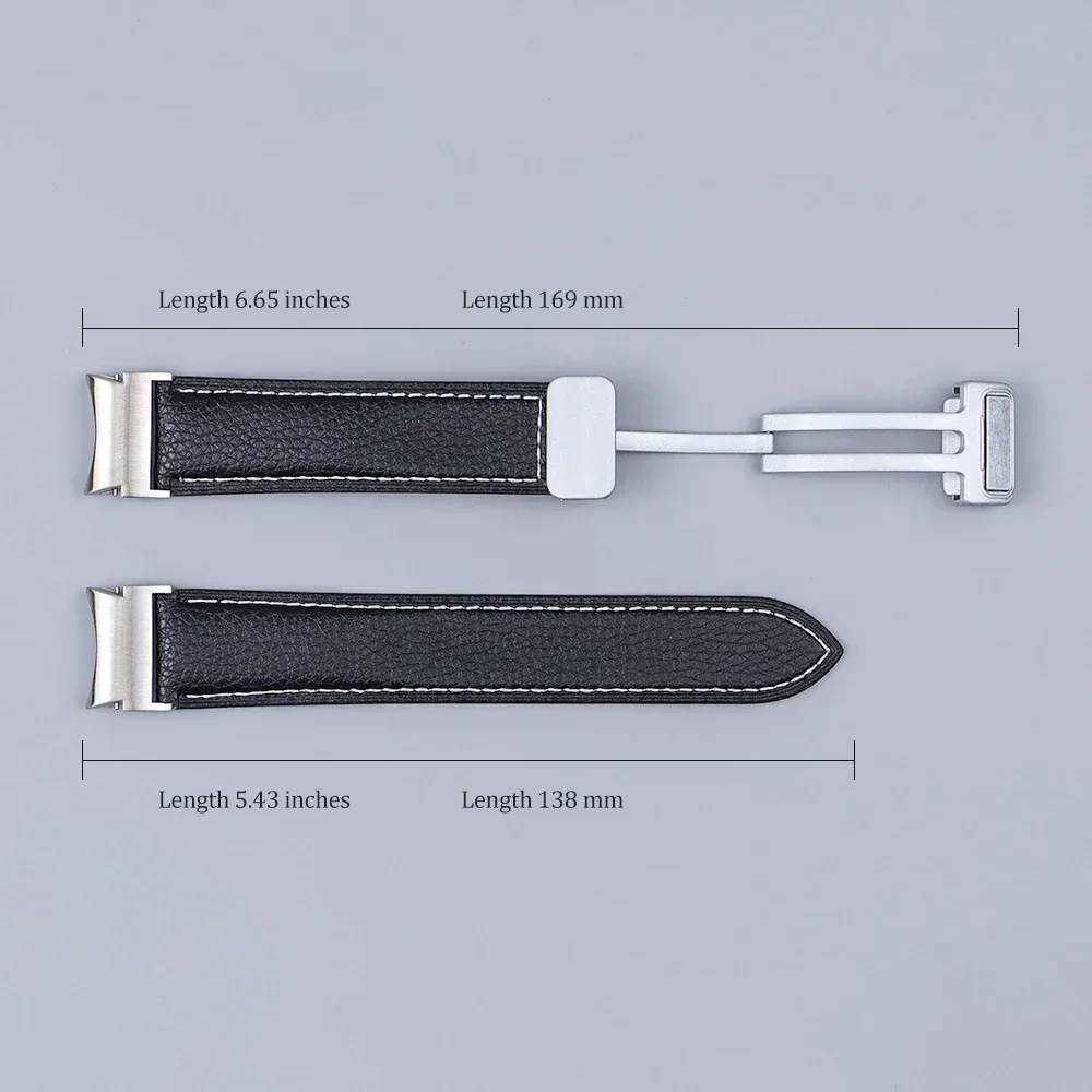 No Gaps Leather Band for Samsuang Galaxy Watch  6 4Classic 43 47mm 5Pro Magnetic Buckle Strap for Galaxy Watch 7 6 5 4 40mm 44mm