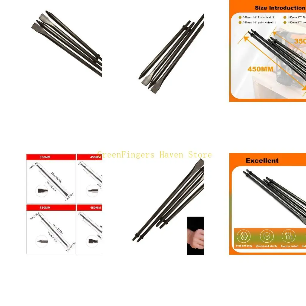F68D 4Pcs Pneumatic Air Hammer Bit Air Chisels Bit Bit Pneumatic Impact Head Set