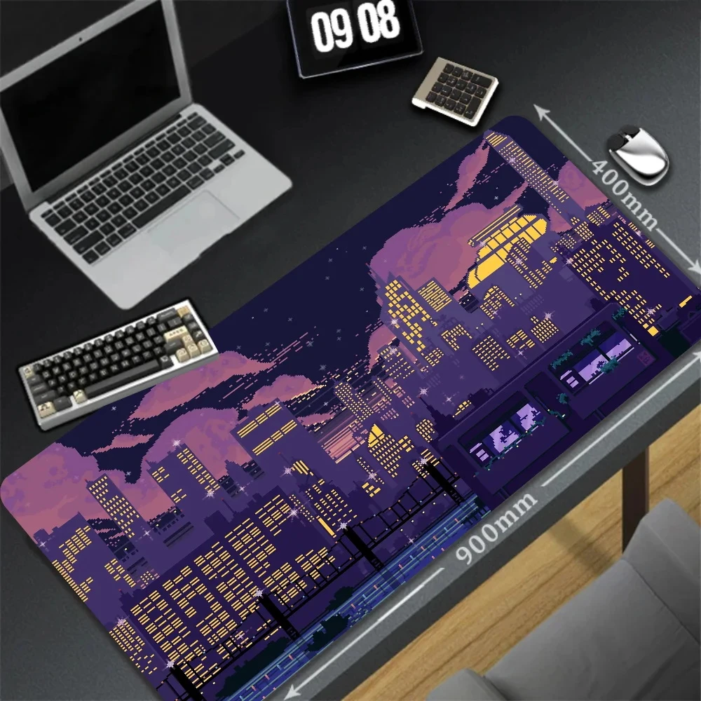 Table Natural Rubber Carpet Large Game Non-slip Mousepad Pixel Sence Cute Mouse mat Gamer Street Art Desk Mat For PC Keyboard