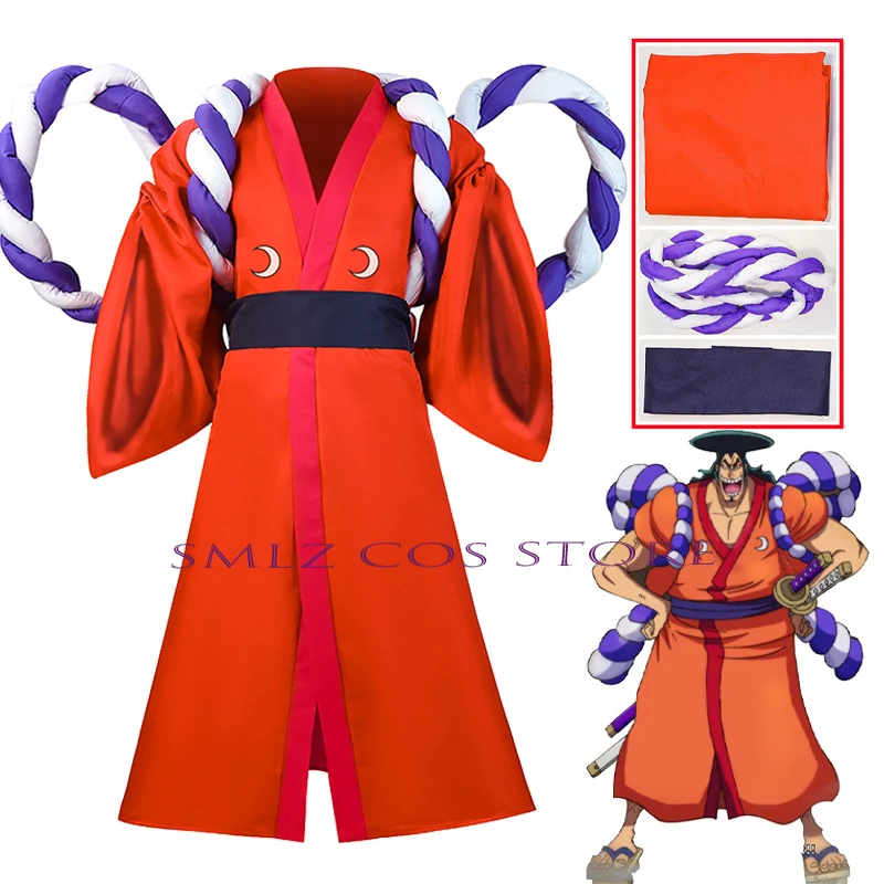 Kozuki Oden Cosplay Anime Cosplay Costume Red Kimono Accessories Set Bathrobe Halloween Party Uniform for Woman Men