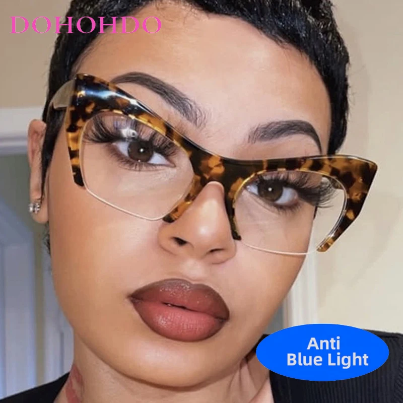 

Vintage Trendy Brand Designer Oversized Cat Eye Anti Blue Light Glasses Fashion Luxury Men Women For Reading Computer Eyeglasses