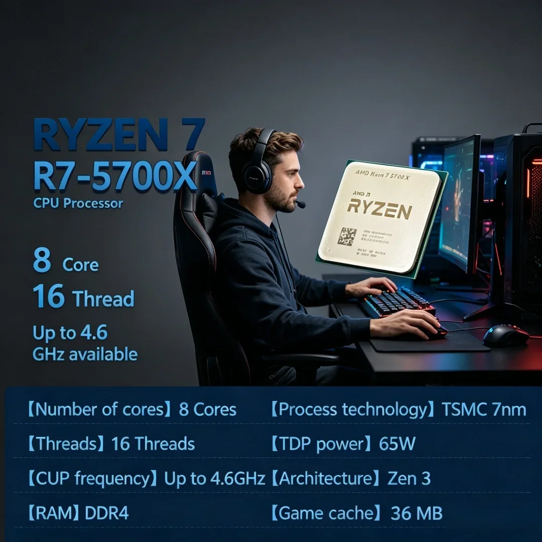 

Without Package AMD Ryzen 7 5700X R7 5700X Stable Running AM4 Unlocked 4.6GHz 8 Core Gaming CPU