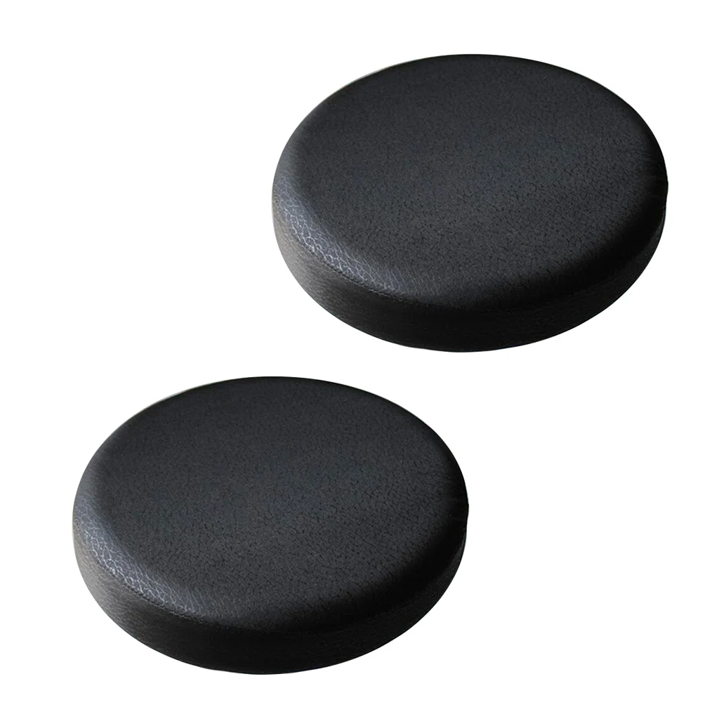 2Pcs Black Chair Cover 35x10cm Removable Bar Stool Replacement Cover Round Chair Seat Cover Protector Desk Salon Sleeve