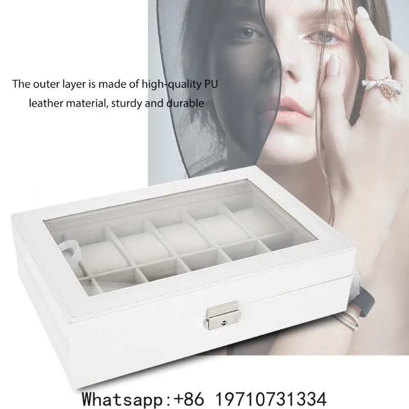 Watch Organizer Watch Display Case 12 Grids PU Leather Watch Holder Wristwatch Display Case Jewelry Gift Storage Box Organizer