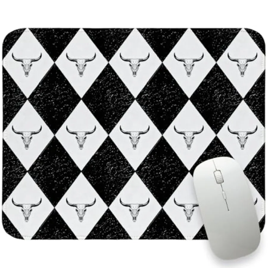 Black Western Small Mouse Pad, Cows Mouse Mat for Desk and Gaming Mouse Pad Western Gifts for Cowboys 8.25x10In