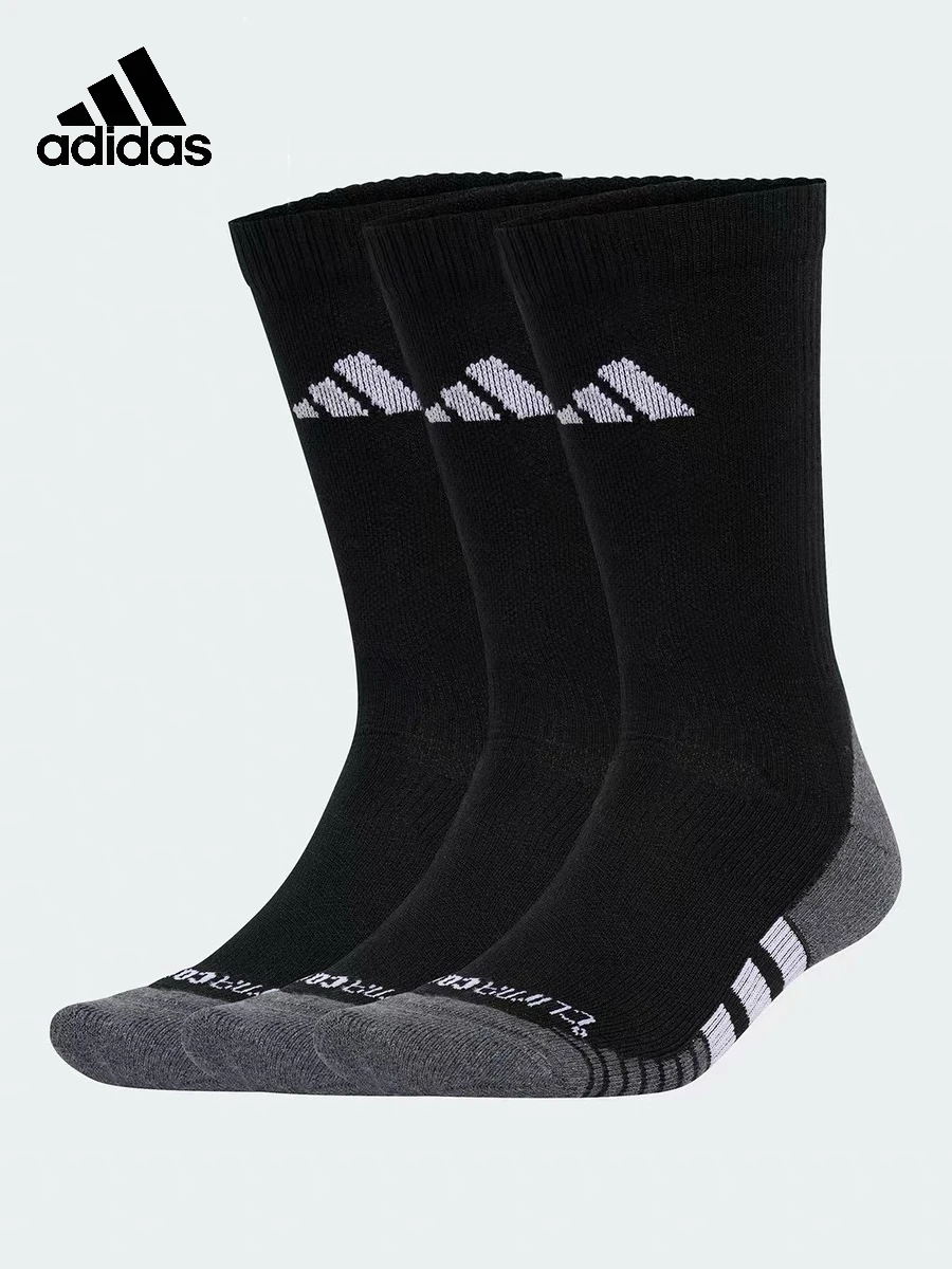 Didas 3 Pairs Unisex Black Sports Socks Breathable Cushioned Mid Calf Socks Men Women Running Gym Training Athletic Socks JC6411
