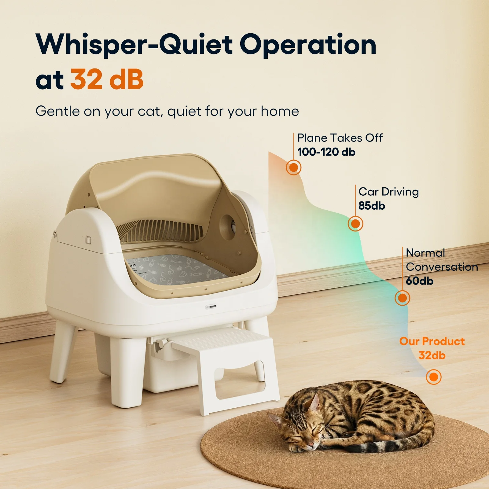 Beige Grey 12 Lite for Smart Automatic Eco-Friendly Design Cat Litter Box High Capacity Easy Clean Odor Control Cats