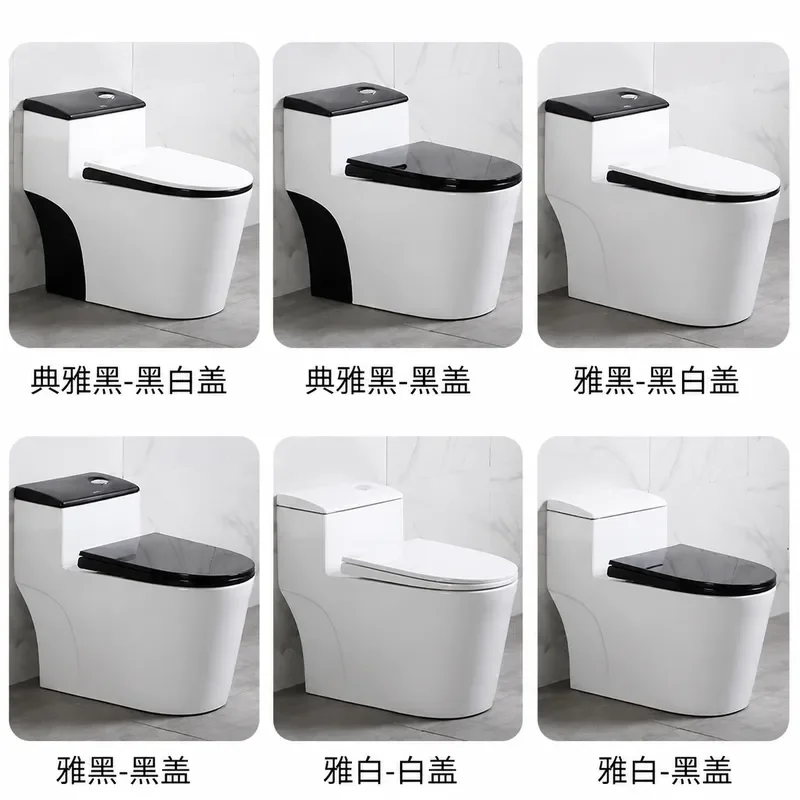 Light Luxury Ceramic Toilet Water Saving Siphon Type Household Black Floor Mounted Commode for Bathroom