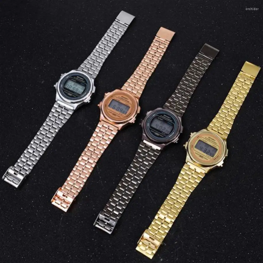 Explosion LED electronic watch WR F91W steel band A159 new round fashion watch multifunction electronic watch